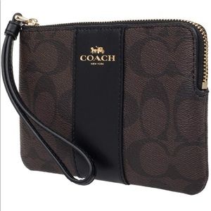 Coach signature Brown/Black Wristlet